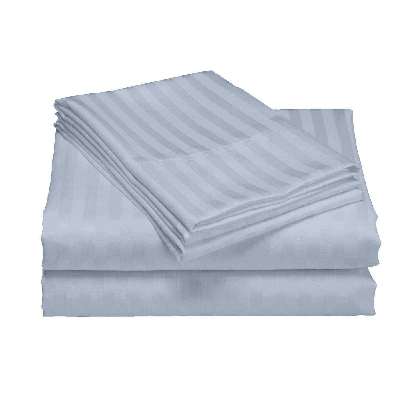 Royal Comfort 1200 Thread Count Damask Stripe Cotton Blend Sheet Sets King Blue Fog