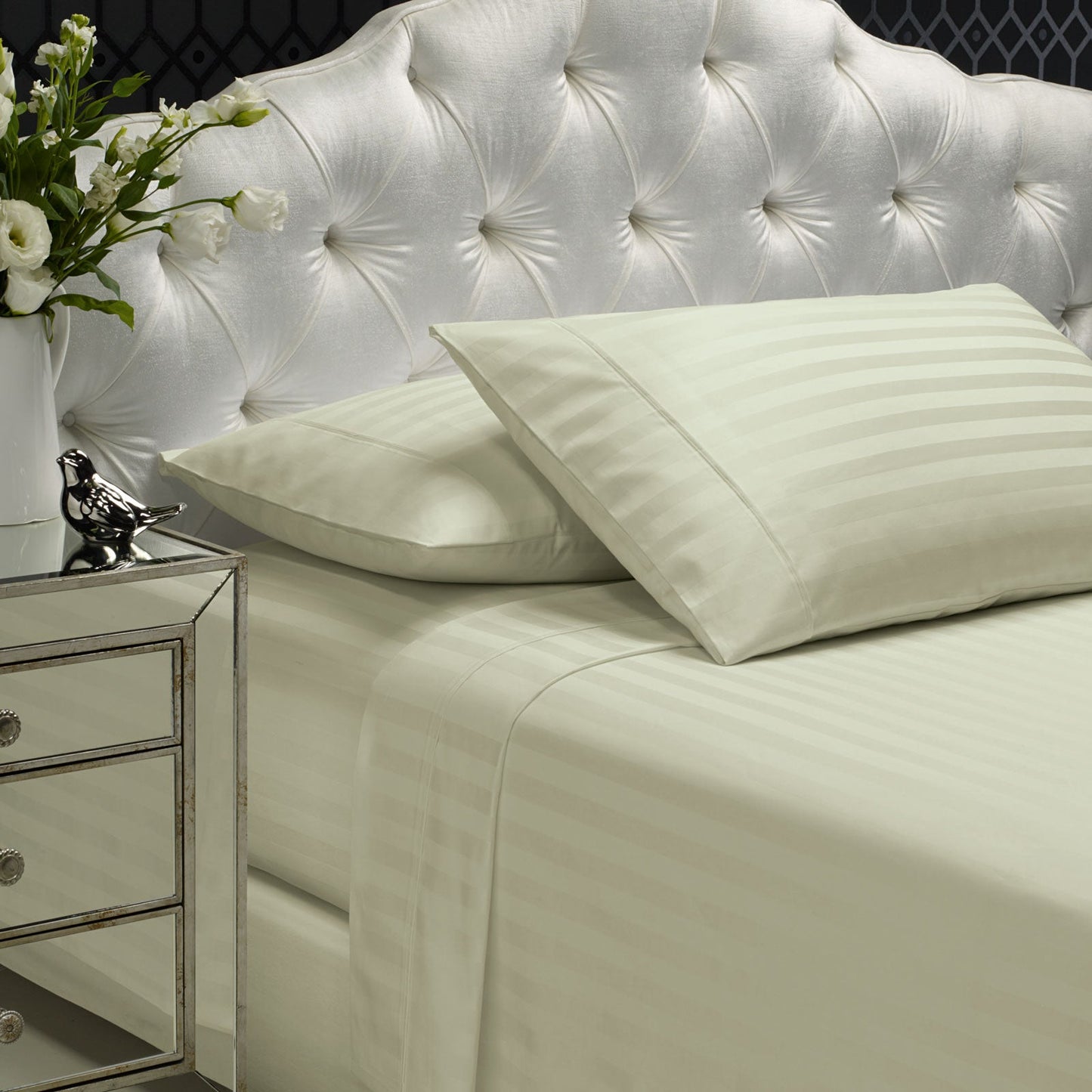 Royal Comfort 1200 Thread Count Damask Stripe Cotton Blend Sheet Sets King Pebble