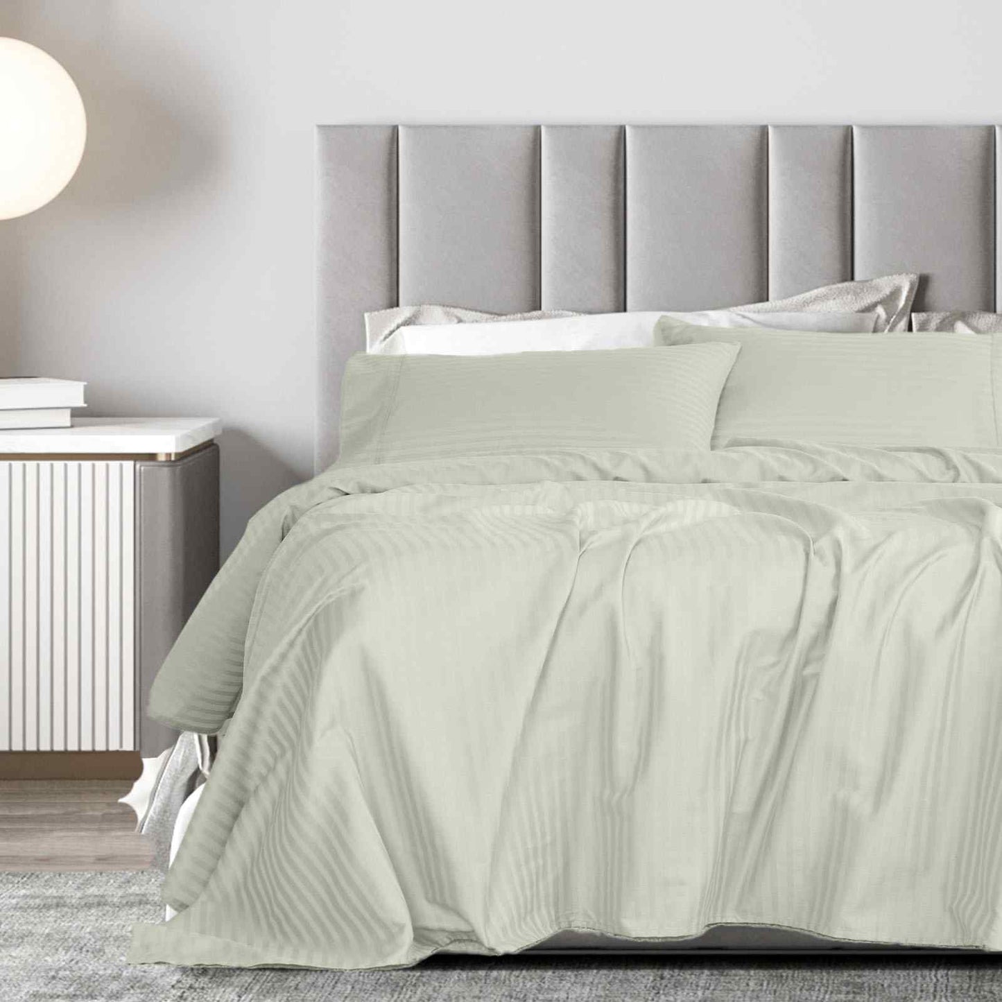Royal Comfort 1200 Thread Count Damask Stripe Cotton Blend Sheet Sets King Pebble