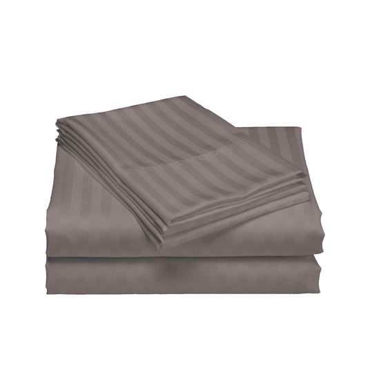 Royal Comfort 1200 Thread Count Damask Stripe Cotton Blend Sheet Sets King Pewter