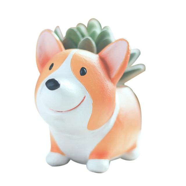 Small Resin Corgi Succulent Flower Pot Mini Desktop Plant Holder