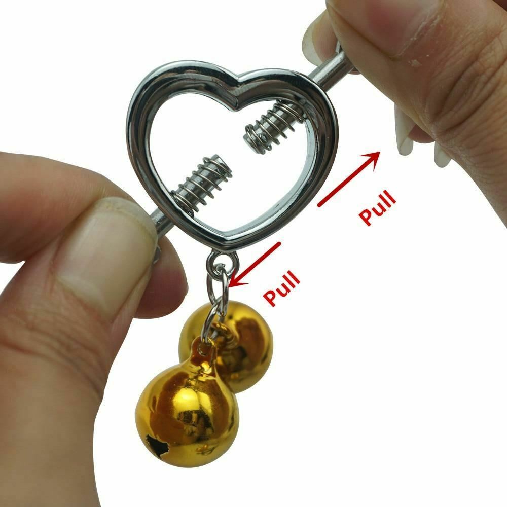 Cupid' Arrow Gold Bell Stainless Steel Nipple Clamps Bdsm Bondage Restraints