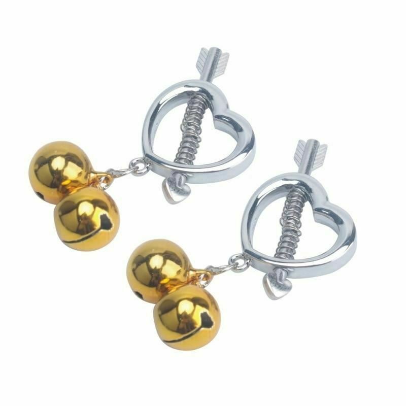 Cupid' Arrow Gold Bell Stainless Steel Nipple Clamps Bdsm Bondage Restraints