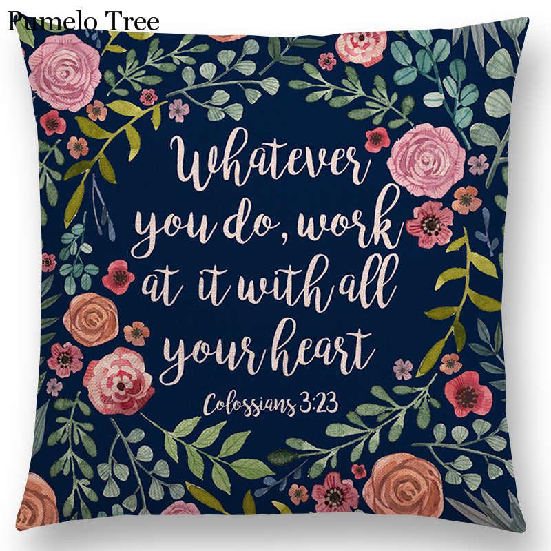 Floral Inspirational Sayings Cushion Covers
