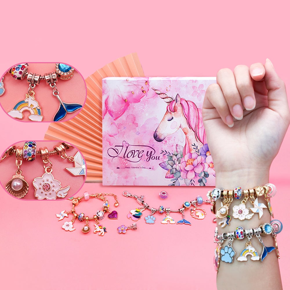 24 Countdown Calendar Unicorn Blind Box Christmas Charm Bracelet Set Kids Girls