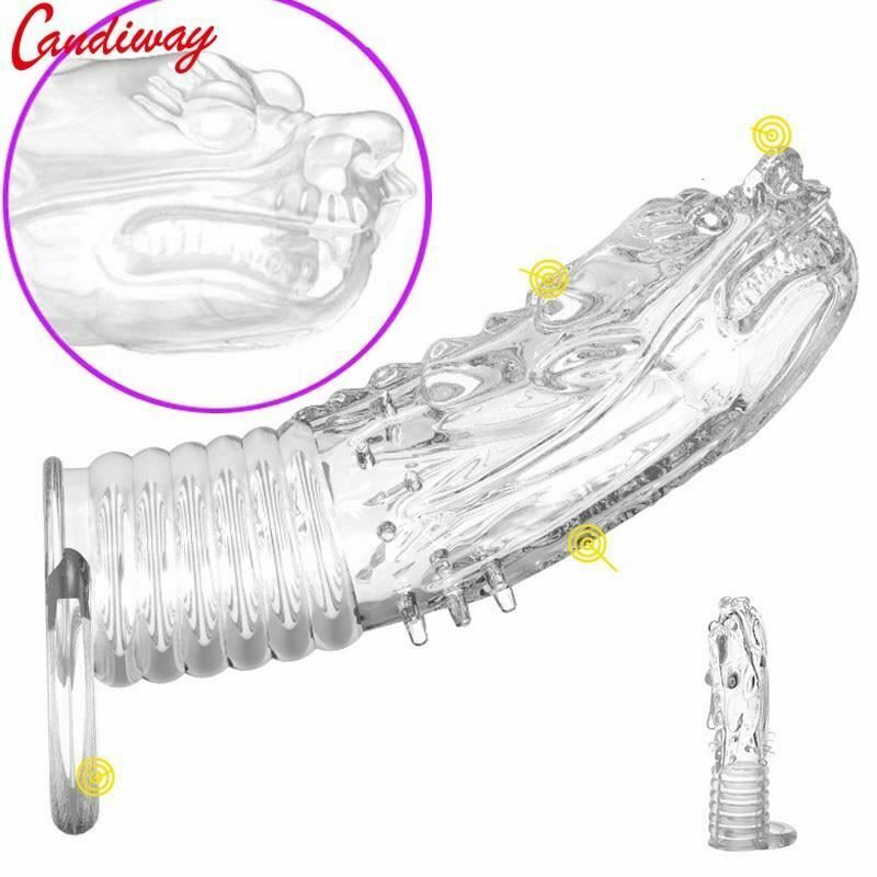 Dragon Penis Extender Clear Condom Cock Sleeve Transparent Ring