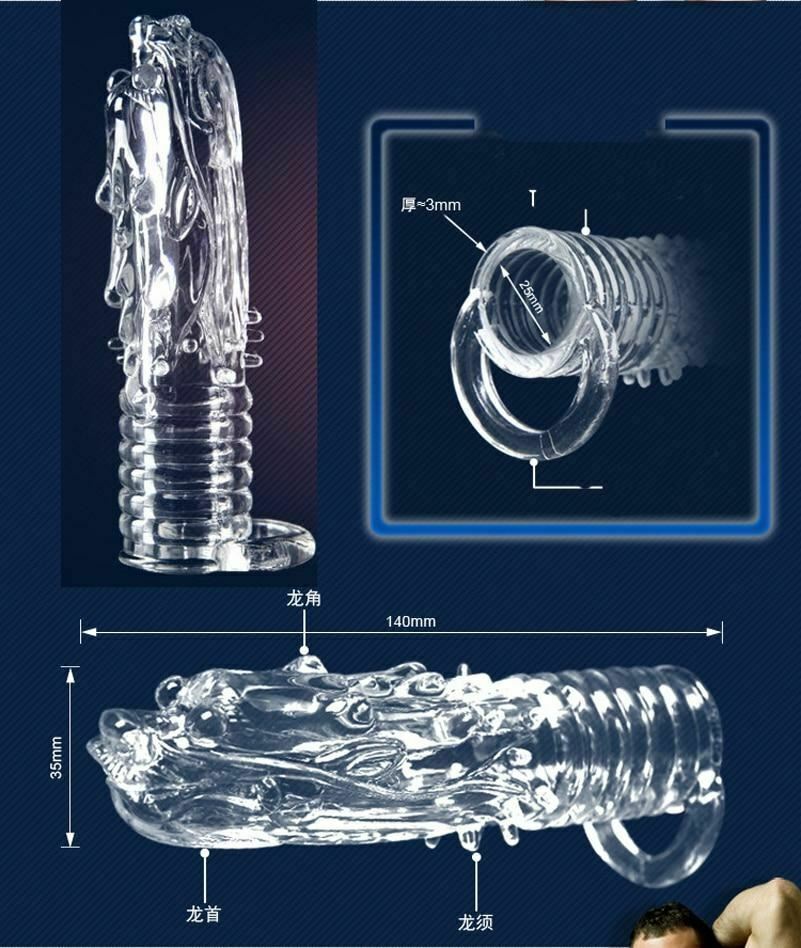 Dragon Penis Extender Clear Condom Cock Sleeve Transparent Ring