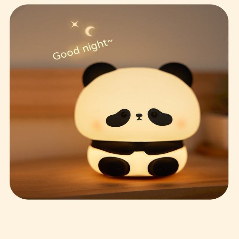 Panda Led Night Light Cute Silicone Usb Rechargeable Touch Lamp Bedroom Timing Decoration Children's Gift Home
