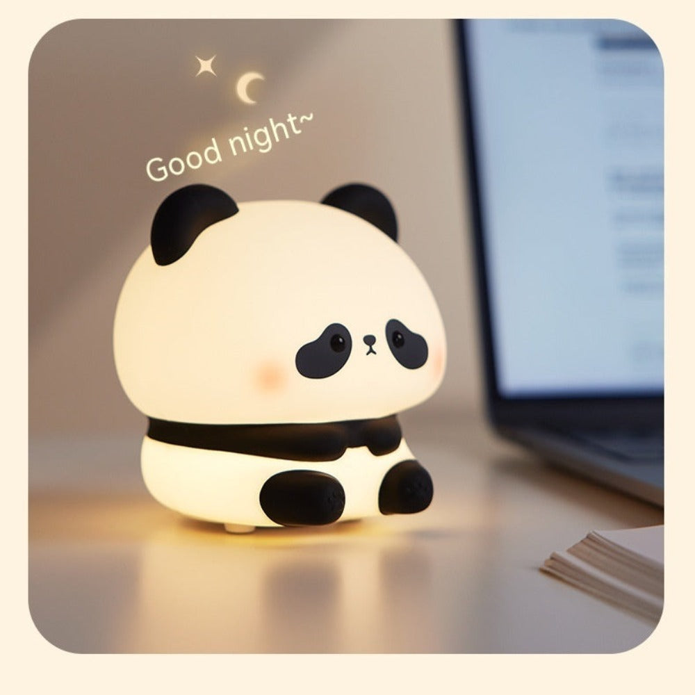 Panda Led Night Light Cute Silicone Usb Rechargeable Touch Lamp Bedroom Timing Decoration Children's Gift Home