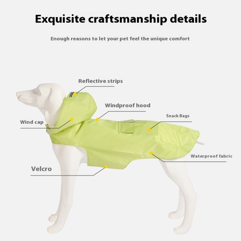 Reflective Large Dog Clothes Windproof When Going Out Hooded Raincoat