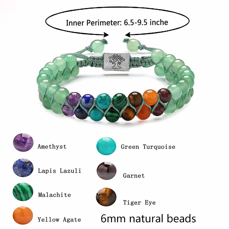 Veile Studios Fashion Jewelry 6Mm 7 Chakra Stone Bead Yoga Meditation Bracelet For Women
