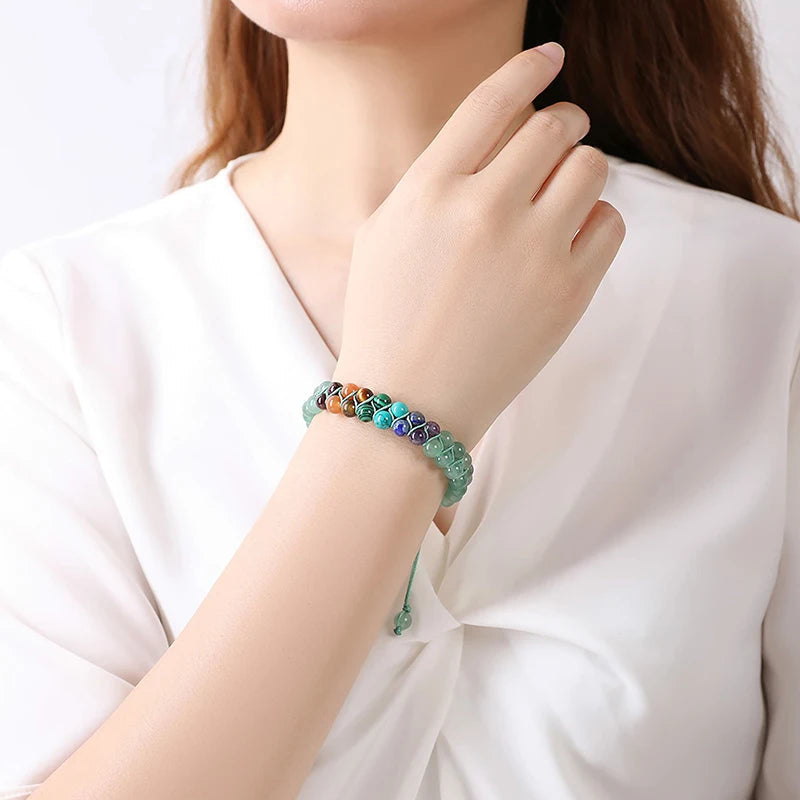 Veile Studios Fashion Jewelry 6Mm 7 Chakra Stone Bead Yoga Meditation Bracelet For Women