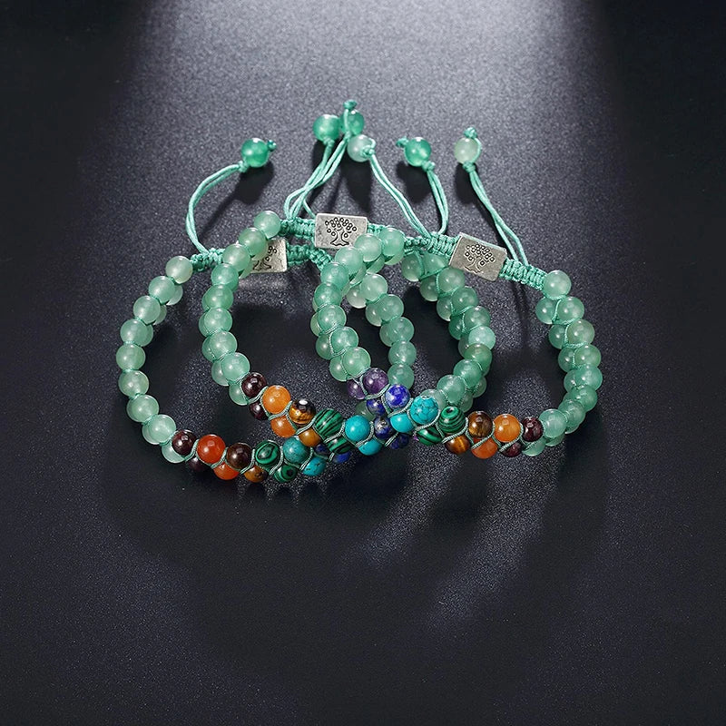 Veile Studios Fashion Jewelry 6Mm 7 Chakra Stone Bead Yoga Meditation Bracelet For Women