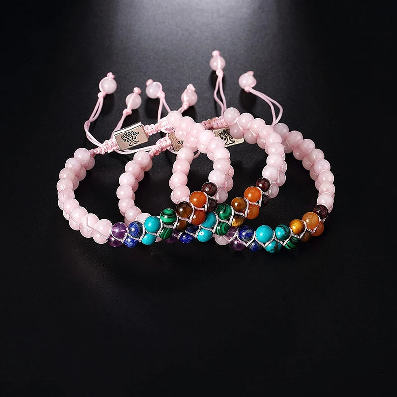 Veile Studios Fashion Jewelry 6Mm 7 Chakra Stone Bead Yoga Meditation Bracelet For Women
