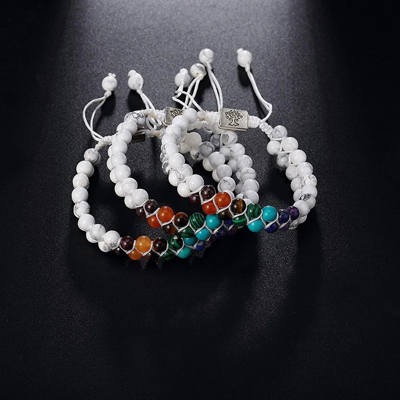 Veile Studios Fashion Jewelry 6Mm 7 Chakra Stone Bead Yoga Meditation Bracelet For Women