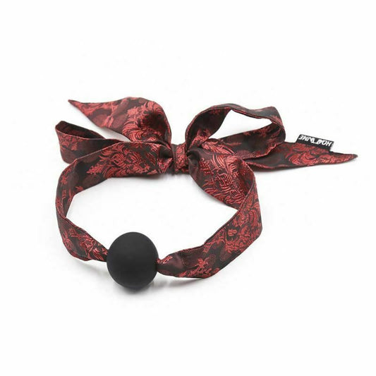 Black Red Ball Gag Chinese Pattern Mouth Bondage Kink Bdsm Fetish Restraints