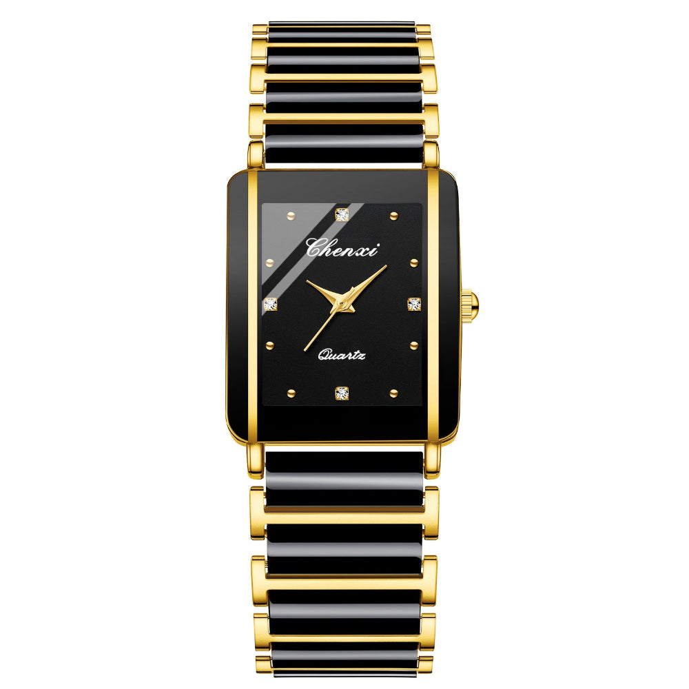 Square Couple Watch For Women And Men Ceramic Quartz