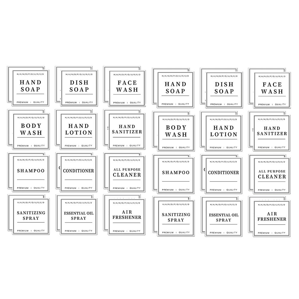 24Pcs Bathroom Bottle Label Waterproof Stickers Removable Cleaning Labels Glass
