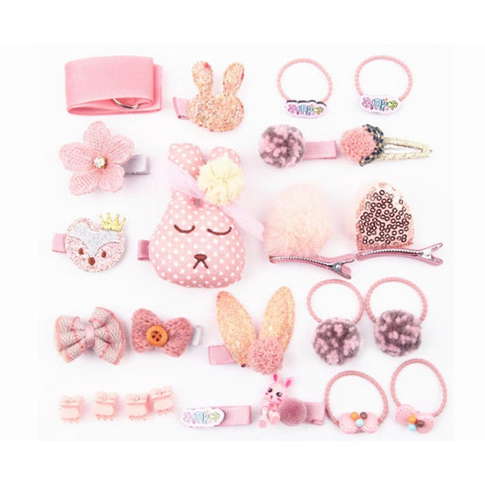24Pcs Children's Hair Ornament Girl's Butterfly Tie Cartoon Clip Headdress Set