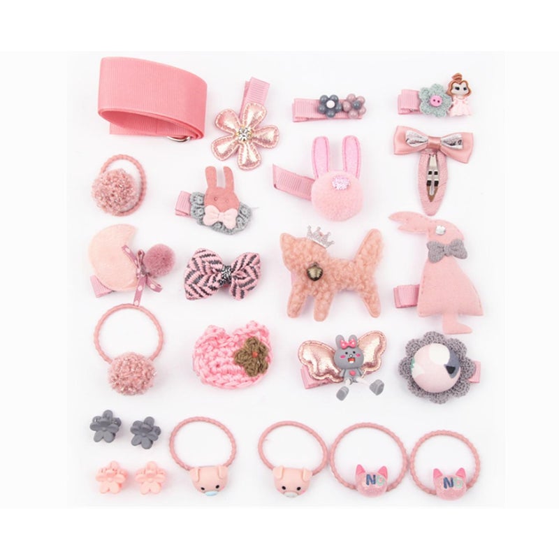 24Pcs Children's Hair Ornament Girl's Butterfly Tie Cartoon Clip Headdress Set