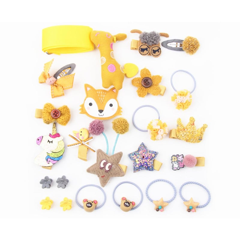 24Pcs Children's Hair Ornament Girl's Butterfly Tie Cartoon Clip Headdress Set