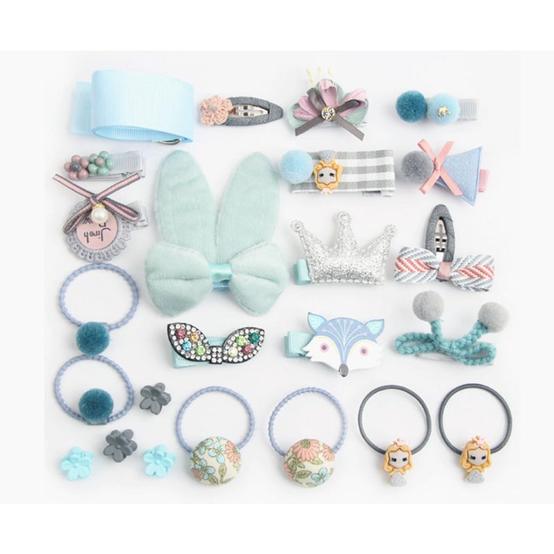24Pcs Children's Hair Ornament Girl's Butterfly Tie Cartoon Clip Headdress Set