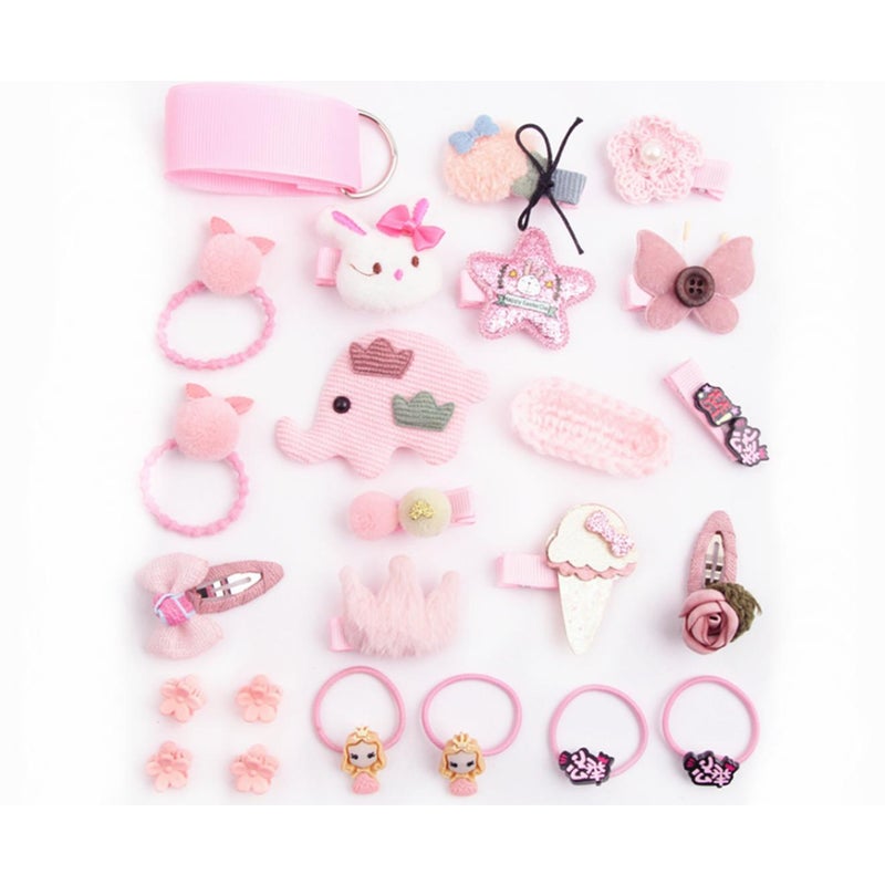 24Pcs Children's Hair Ornament Girl's Butterfly Tie Cartoon Clip Headdress Set