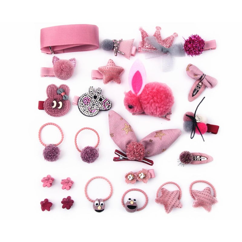 24Pcs Children's Hair Ornament Girl's Butterfly Tie Cartoon Clip Headdress Set