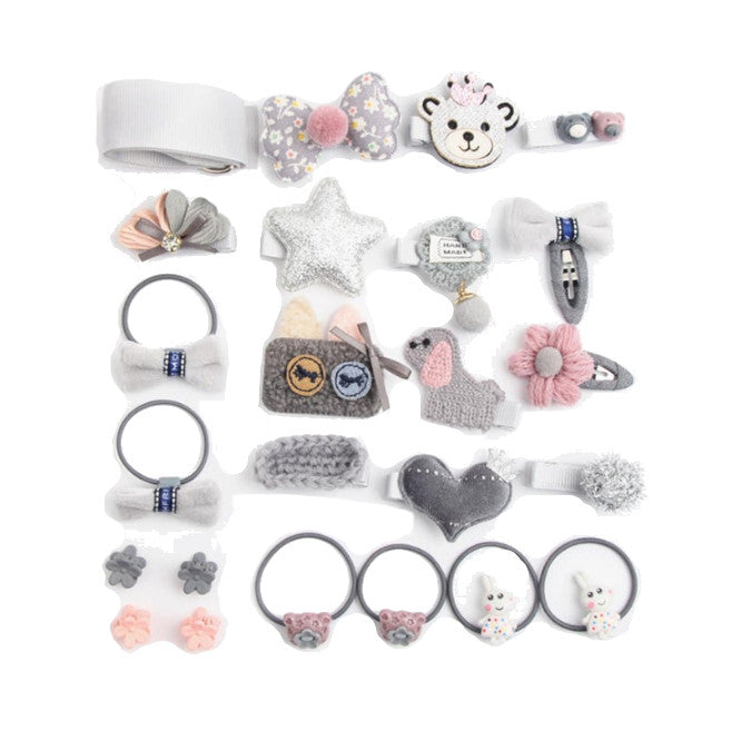 24Pcs Children's Hair Ornament Girl's Butterfly Tie Cartoon Clip Headdress Set