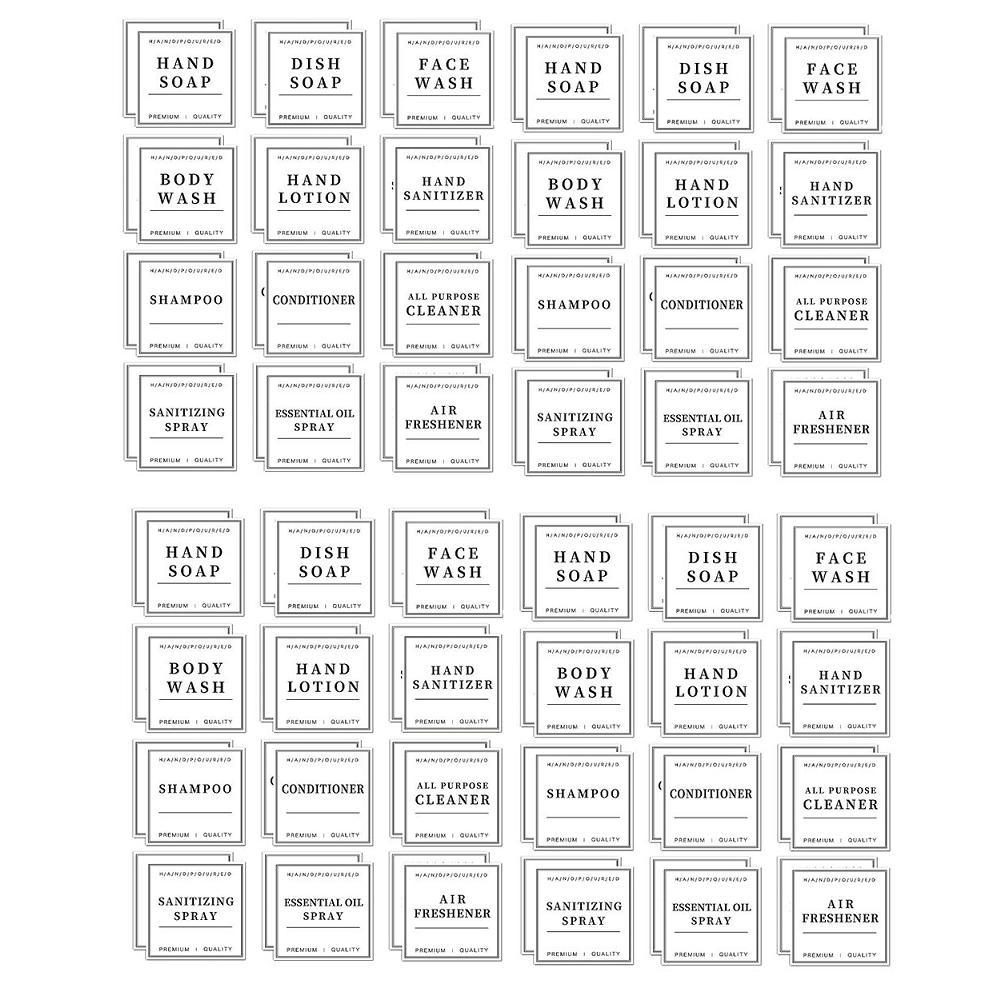 24Pcs Bathroom Bottle Label Waterproof Stickers Removable Cleaning Labels Glass