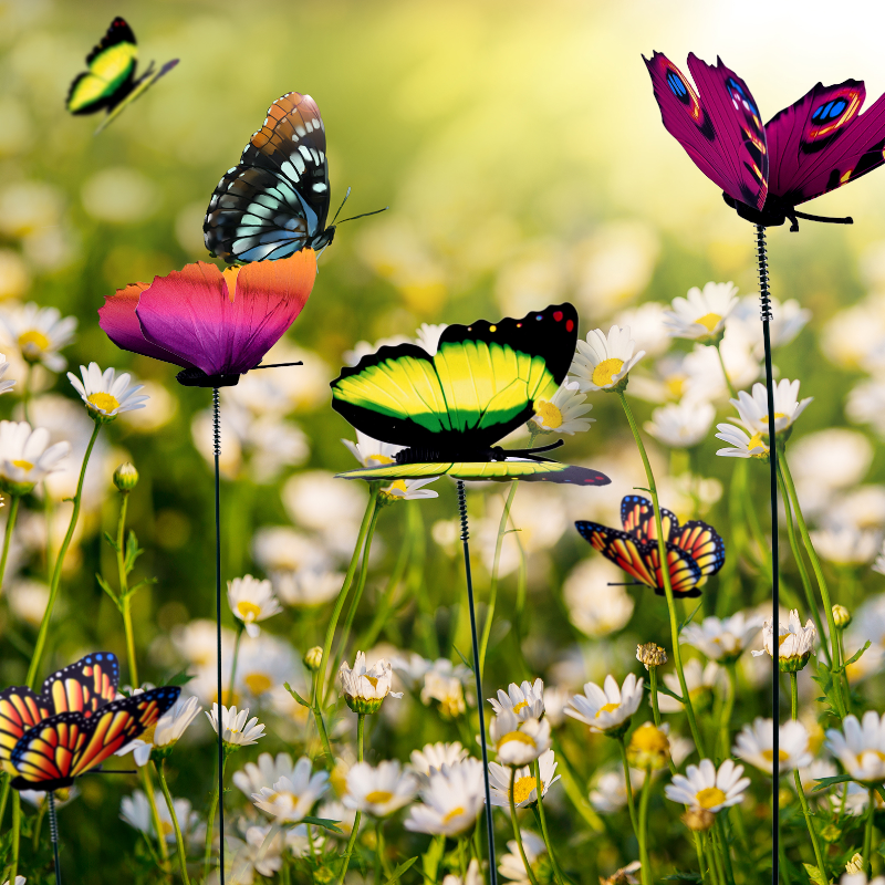 24Pcs / Set Colourful Butterflies Garden Stakes Flower Pot Outdoor Decorations