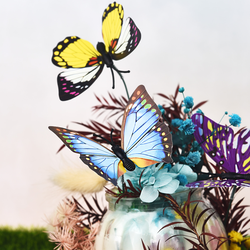 24Pcs / Set Colourful Butterflies Garden Stakes Flower Pot Outdoor Decorations