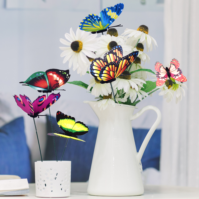 24Pcs / Set Colourful Butterflies Garden Stakes Flower Pot Outdoor Decorations