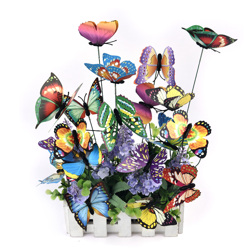 24Pcs / Set Colourful Butterflies Garden Stakes Flower Pot Outdoor Decorations