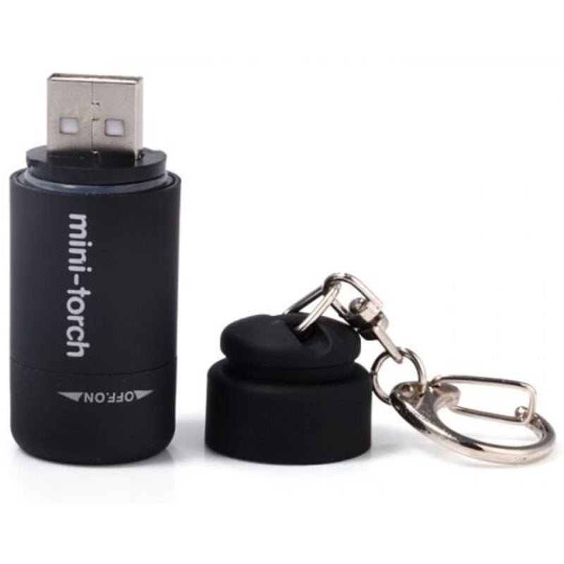 25 Lumens Torch Keychain Pocket Usb Rechargeable Led Light Flashlight Lamp For Outdoor Supplies Black