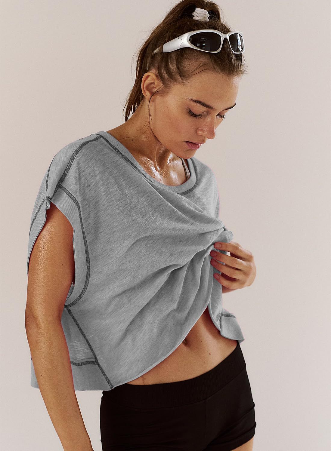Women's Beautiful Back Sports Yoga T-Shirt Loose Casual Breathable