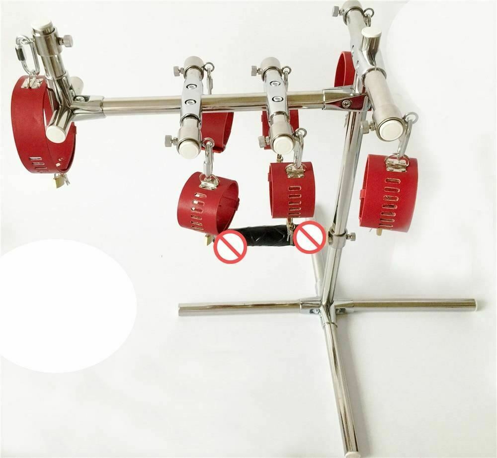 Stainless Steel Bondage Frame Torture Device Leather Bdsm With Dildo Sex Furniture