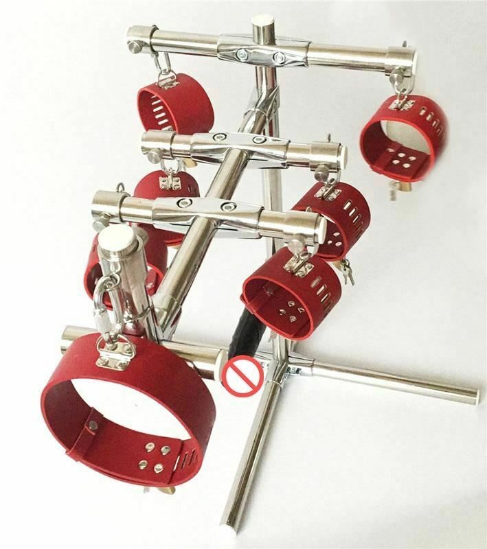 Stainless Steel Bondage Frame Torture Device Leather Bdsm With Dildo Sex Furniture