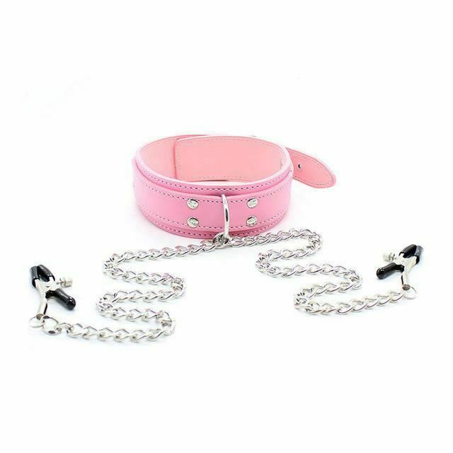 Slave Collar Nipple Clamps Chains Bondage Kink Bdsm Fetish Restraints