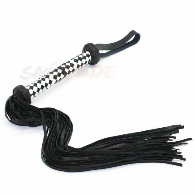 Red Black Suede Leather Flogger Bdsm Impact Play Spanking Whip