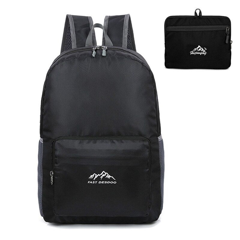 25L Ultra Lightweight Backpack Water Resistant Daypack Foldable Outdoor Bag For Camping Travel Hiking Black