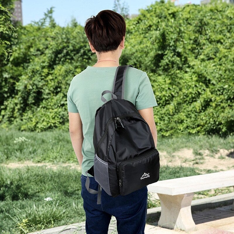 25L Ultra Lightweight Backpack Water Resistant Daypack Foldable Outdoor Bag For Camping Travel Hiking Black
