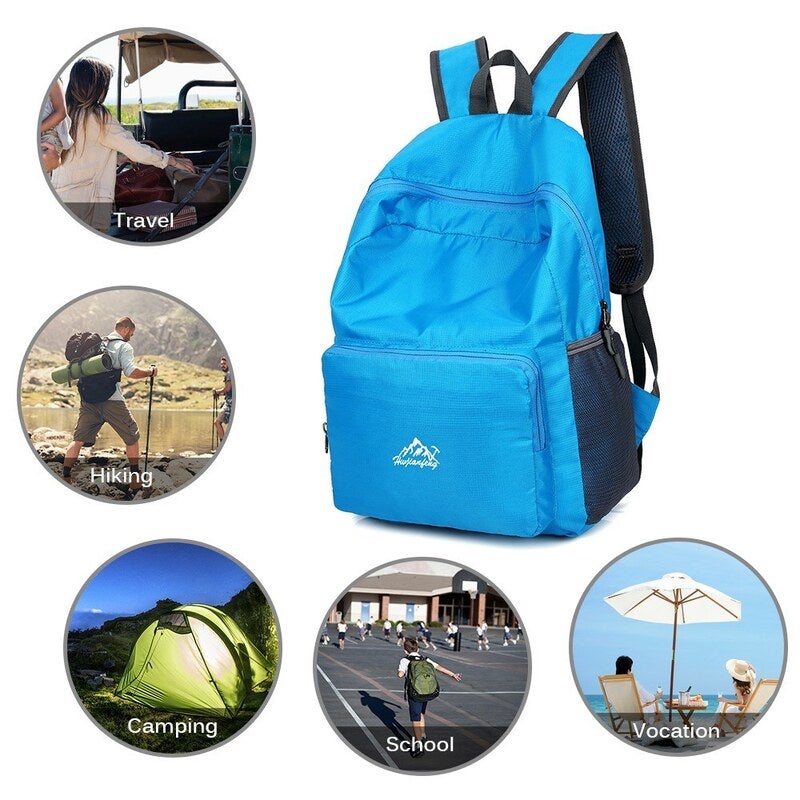 25L Ultra Lightweight Backpack Water Resistant Daypack Foldable Outdoor Bag For Camping Travel Hiking Black