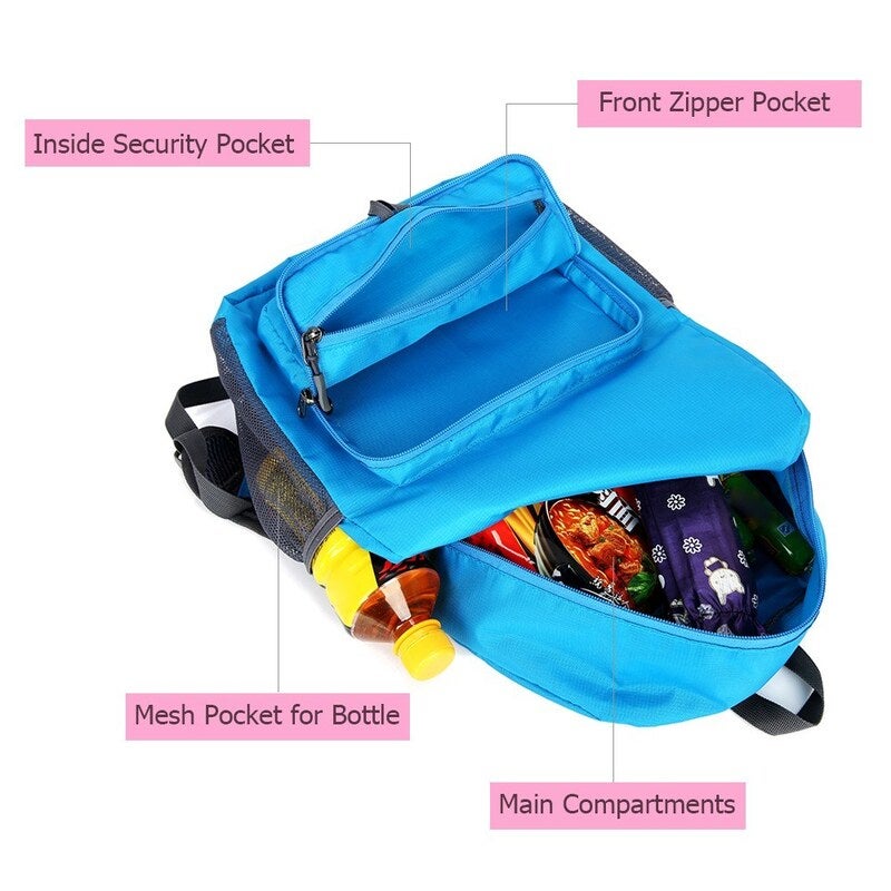 25L Ultra Lightweight Backpack Water Resistant Daypack Foldable Outdoor Bag For Camping Travel Hiking Black