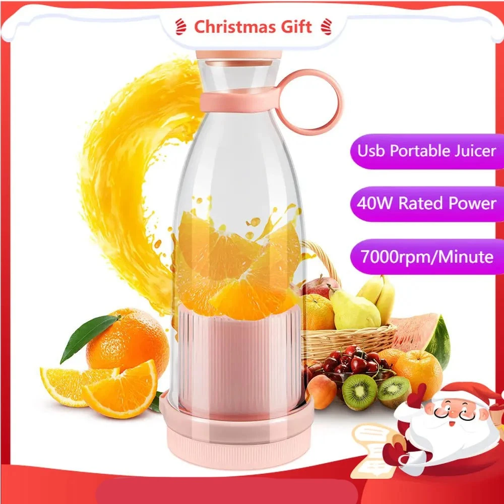 Rechargeable Mixers Fresh Fruit Juicers Blue Pink Usb Portable Bottle Mini Fast Electric Blender Smoothie Ice Maker