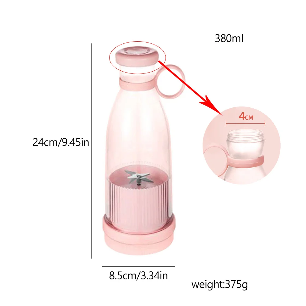 Rechargeable Mixers Fresh Fruit Juicers Blue Pink Usb Portable Bottle Mini Fast Electric Blender Smoothie Ice Maker