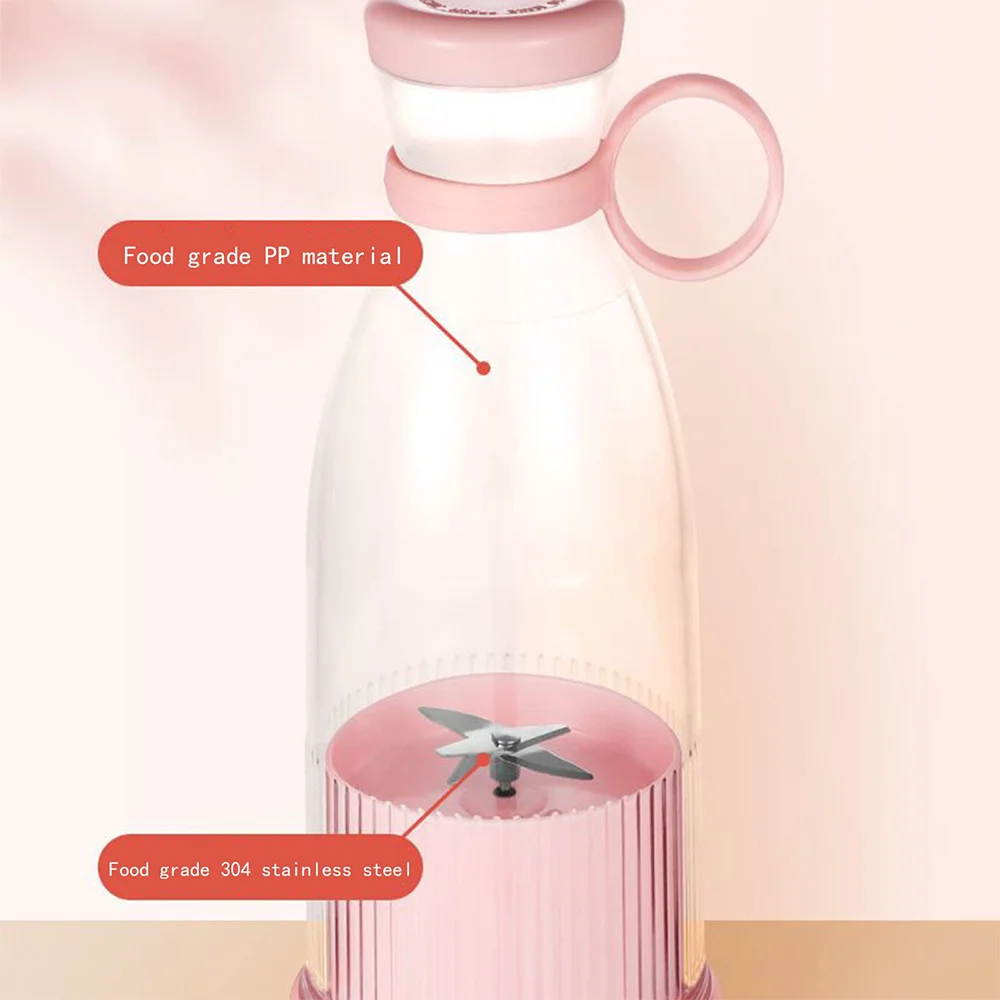 Rechargeable Mixers Fresh Fruit Juicers Blue Pink Usb Portable Bottle Mini Fast Electric Blender Smoothie Ice Maker