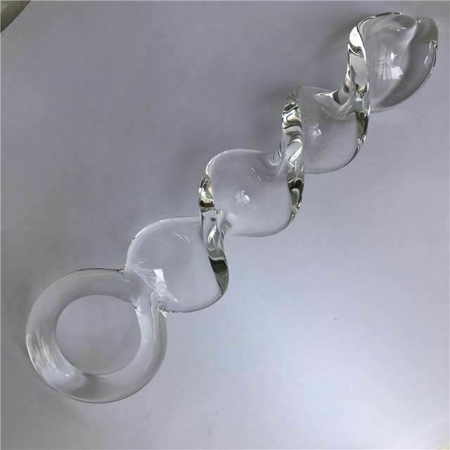 Pyrex Crystal Spiral Dildo Transparent Long Butt Plug Sex Toys Anal Fetish