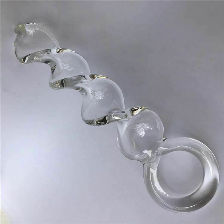 Pyrex Crystal Spiral Dildo Transparent Long Butt Plug Sex Toys Anal Fetish