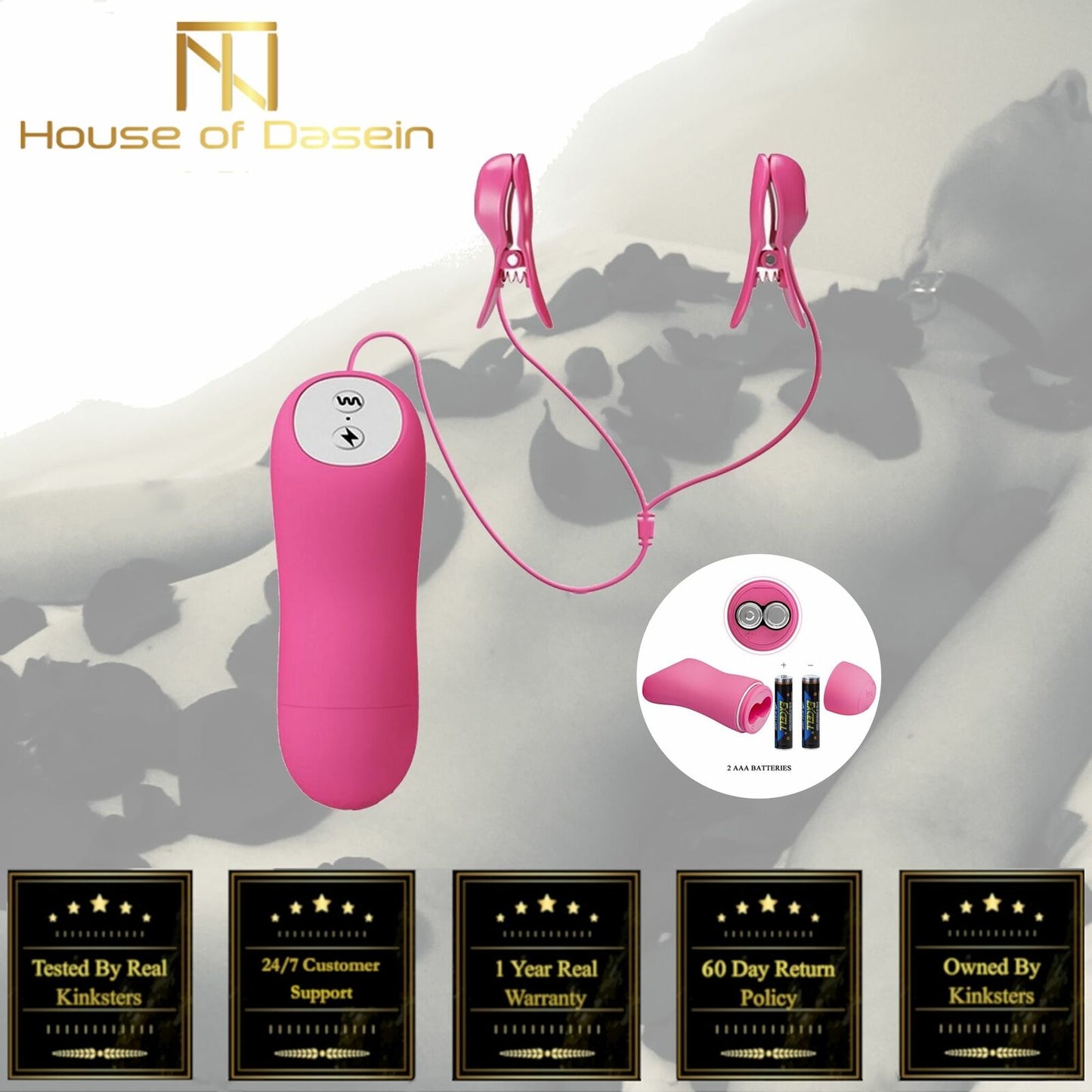 Pink Electric Shock Nipple Clamps Vibrator Electro Sex Stimulation Bdsm